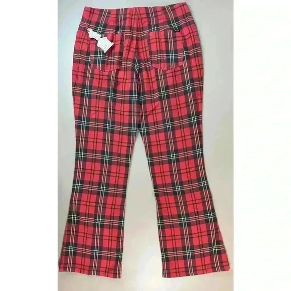 RVCA x Stella Maxwell NWT Women’s Ramone Pants Size 29 Red Plaid Punk Grunge Emo - Picture 10 of 16